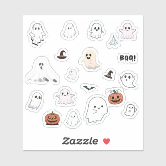 Cute Ghost Halloween Sticker Pack  (Feuille)