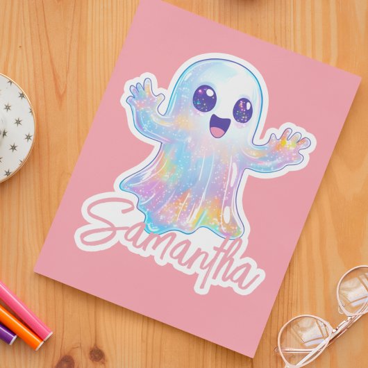 Cute Ghost Holographic Look Halloween Custom Sticker