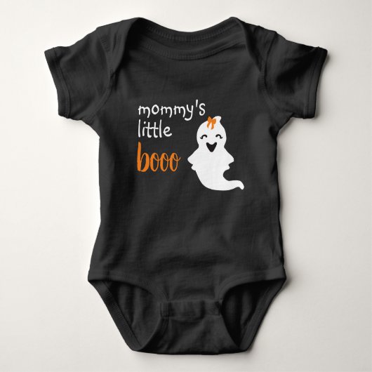Cute Ghost met Oranje Bow mama's kleine boe Romper (Voorkant)
