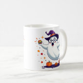 Cute Ghost Mug with Pumpkins and Witch Hat Koffiemok (Voorkant rechts)