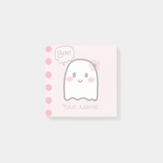 Cute Ghost Name Waterverf Pink Notes (Voorkant)