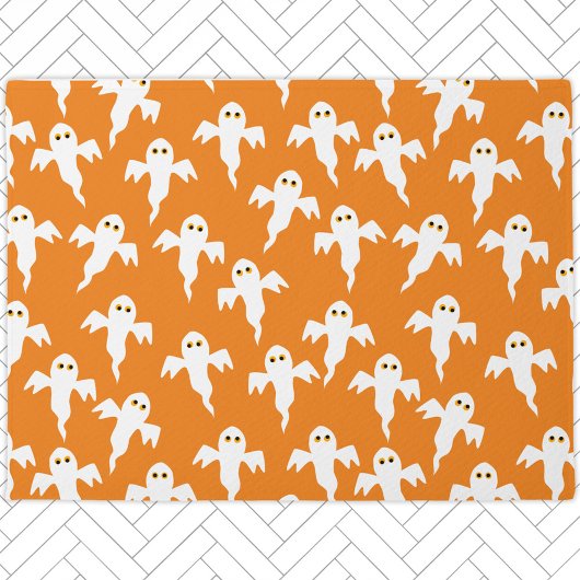 Cute Ghost Oranje Halloween Deurmat
