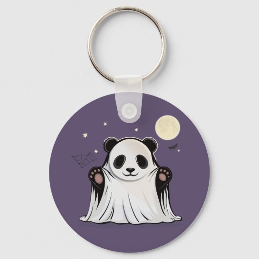 Cute Ghost Panda Under the Moon Sleutelhanger (Voorkant)
