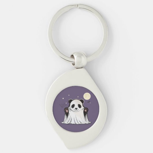 Cute Ghost Panda Under the Moon Sleutelhanger (Voorkant)