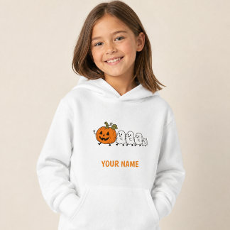 Cute Ghost Parade Halloween Kat Kids Hoodie