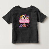 Cute Ghost Personalized Girl Name Halloween Kinder Shirts (Voorkant)