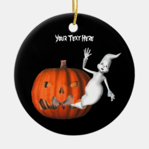 Cute Ghost Pumpkin Halloween Ornament
