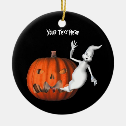 Cute Ghost Pumpkin Halloween Ornament (Voorkant)