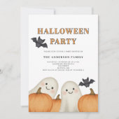 Cute Ghost Pumpkin Halloween Party  Kaart (Voorkant)