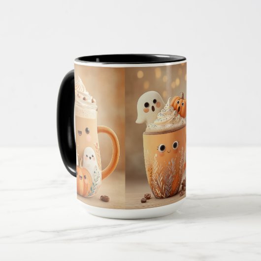 Cute Ghost Pumpkin Latte Mug Mok (Voorkant links)