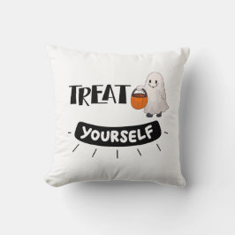 Cute Ghost “Treat Yourself” Pillow Halloween Theme Kussen