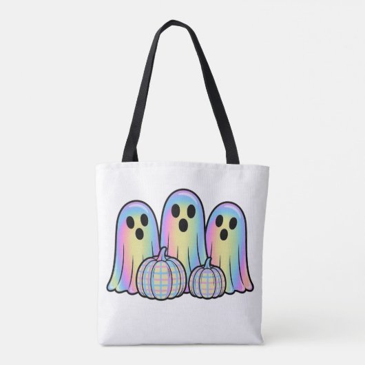 Cute Ghost Trio Halloween T-Shirt Adorable Kawaii Draagtas (Achterkant)