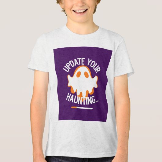 Cute Ghost 'Update Your Haunting' Tri-Blend Shirt (Voorkant)