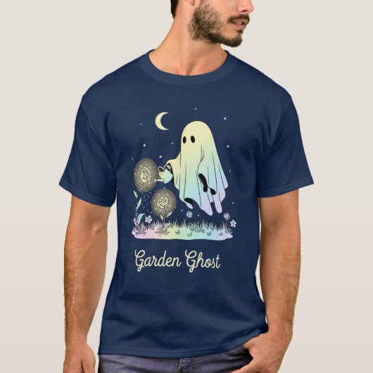 Cute Ghost Watering Magical Flowers T-shirt (Voorkant)