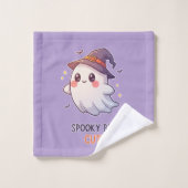 Cute Ghost Witch Halloween Spooky Cute Bad Handdoek (Wasdoekje)