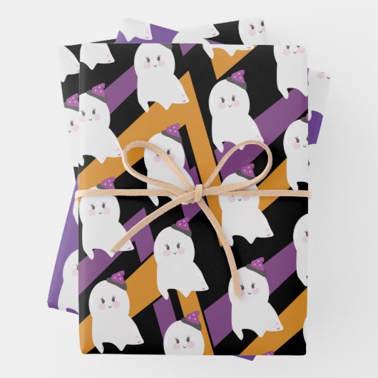Cute Ghost Witch Pet Halloween Theme Inpakpapier Vel (In situ)