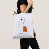 Cute Ghost with Treat Bag Personalized Bag Draagtas (Dichtbij)