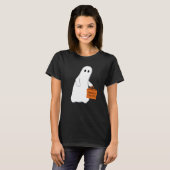 Cute Ghost with Treat Bag Personalized T-shirt (Voorkant volledig)