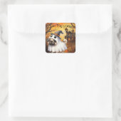 Cute Ghostie Mops Customizable Halloween Vierkante Sticker (Tas)