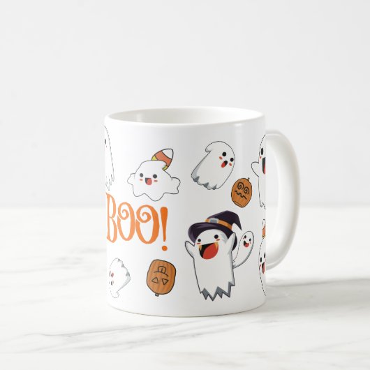 Cute Ghosts en Pumpkins Halloween Mok (Voorkant rechts)