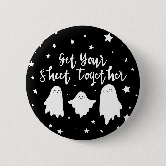 Cute Ghosts | Voeg uw blad samen | Halloween Ronde Button 5,7 Cm (Voorkant)