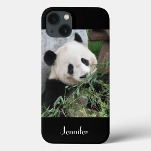Cute Giant Panda Black Background, Name iPhone 13 Hoesje