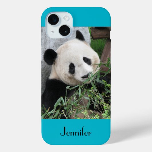 Cute Giant Panda, Blue Background, Custom Name Case-Mate iPhone Case (Achterkant)
