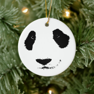 Cute Giant Panda Cartoon Graphic Design Adults Kin Keramisch Ornament