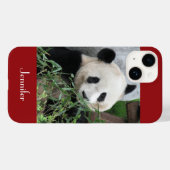 Cute Giant Panda Dark Red Background, Name Case-Mate iPhone Case (Achterkant (horizontaal))