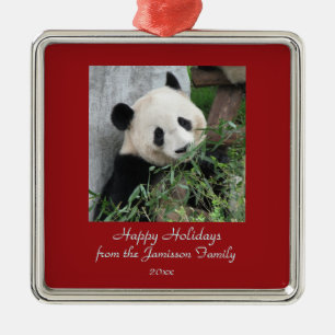 Cute Giant Panda Kerstvakanay Ornament Square