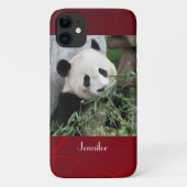 Cute Giant Panda met de naam Red Swirly Background Case-Mate iPhone Case (Achterkant)