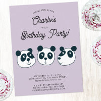 Cute Giant Panda Ours Anniversaire Fête Invitation