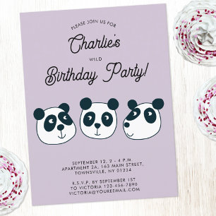 Cute Giant Panda Ours Anniversaire Fête Invitation