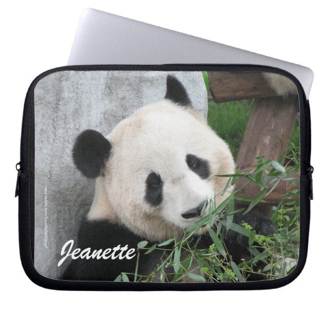 Cute Giant Panda Photo, Name, Computer Laptop Sleeve (Voorkant)