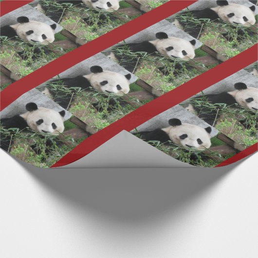 Cute Giant Panda Red Cadeaupapier (Hoek)