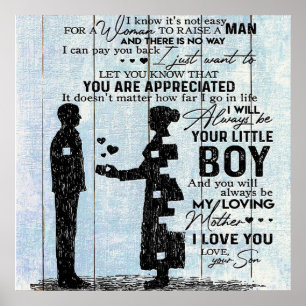 Cute Gift voor mama, zoon voor mijn moeder brief. Poster