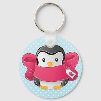 Cute giftige pinguïn sleutelhanger