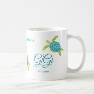 Cute Gigi Zee Turtle Blauwgroen Aqua Turquoise blu Koffiemok