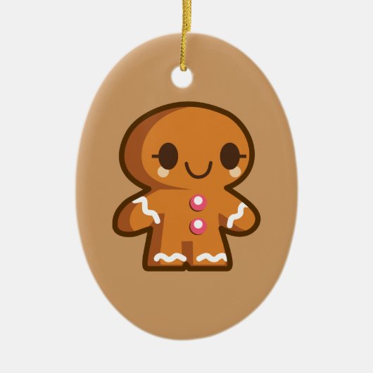 Cute Gingberbrood Man Keramisch Ornament (Voorkant)