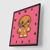 Cute Gingberbrood Man Vierkante Klok (Hoek)
