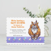Cute Ginger Cat Baby shower Kaart (Staand voorkant)