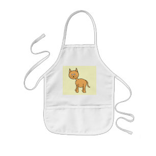 Cute Ginger Cat Cartoon. Cream Background Kinder Schort