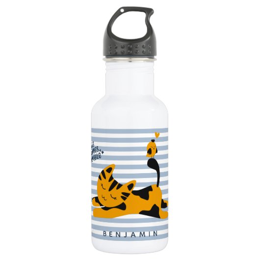 Cute Ginger Cat - Gepersonaliseerde Kinderen Waterfles (Voorkant)