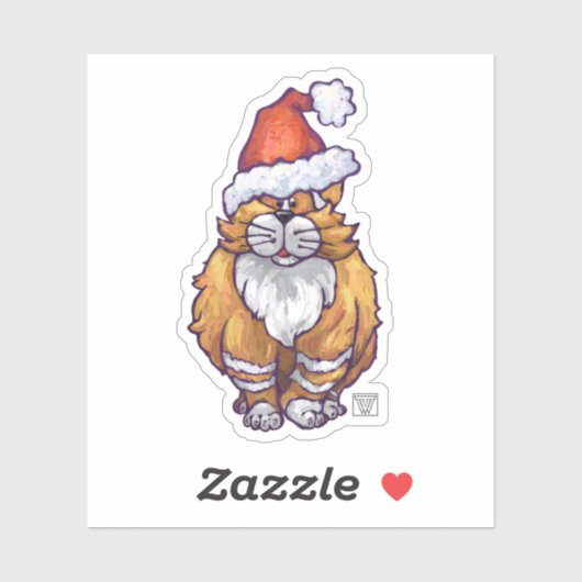 Cute Ginger Cat Kerstmis Sticker (Vel)