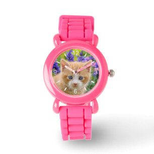 Cute Ginger Cat Kitten Photo Strapwatch bord Horloge