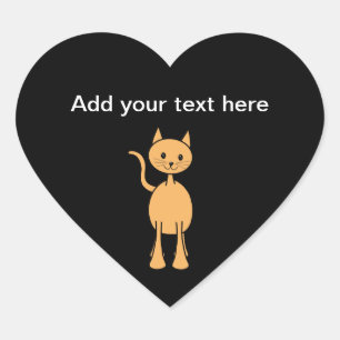 Cute Ginger Cat. Oranje kat Cartoon. Hart Sticker