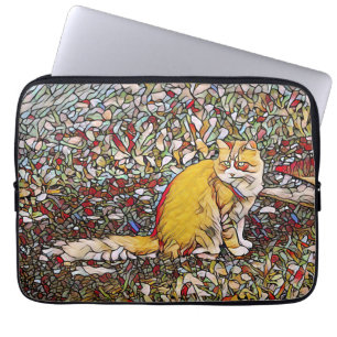 Cute ginger cat voor een wandeling laptop sleeve