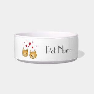 Cute Ginger cats. Met Red Love Hearts. Voerbakje