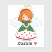 Cute Ginger KerstAngel Sticker (Vel)