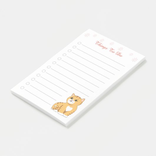 Cute Ginger Kitty Cat Dingen te doen Post-it® Notes (Schuin)
